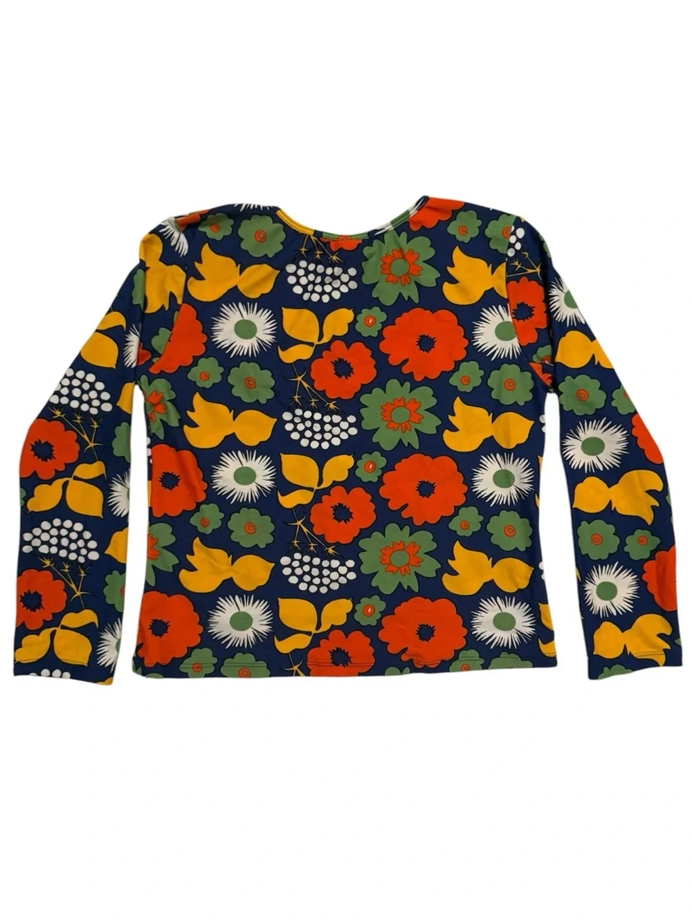 Marimekko for Target Girls XL Floral Rash Guard Swim Top Blue Retro Print